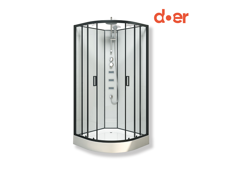 CABINA DE DUCHA OASIS LARGE HIDROMASAJE 90X90X205CM MARCO NEGRO 1