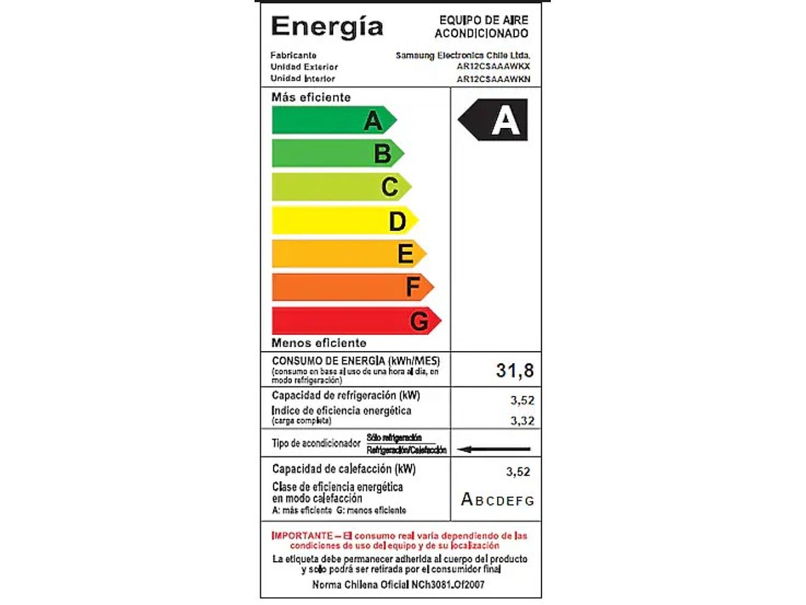 A/C WIND-FREE 12.000BTU CON SENSOR DE MOVIMIENTO Y FILTRO PM 1.0, FRÍO/CALOR 6