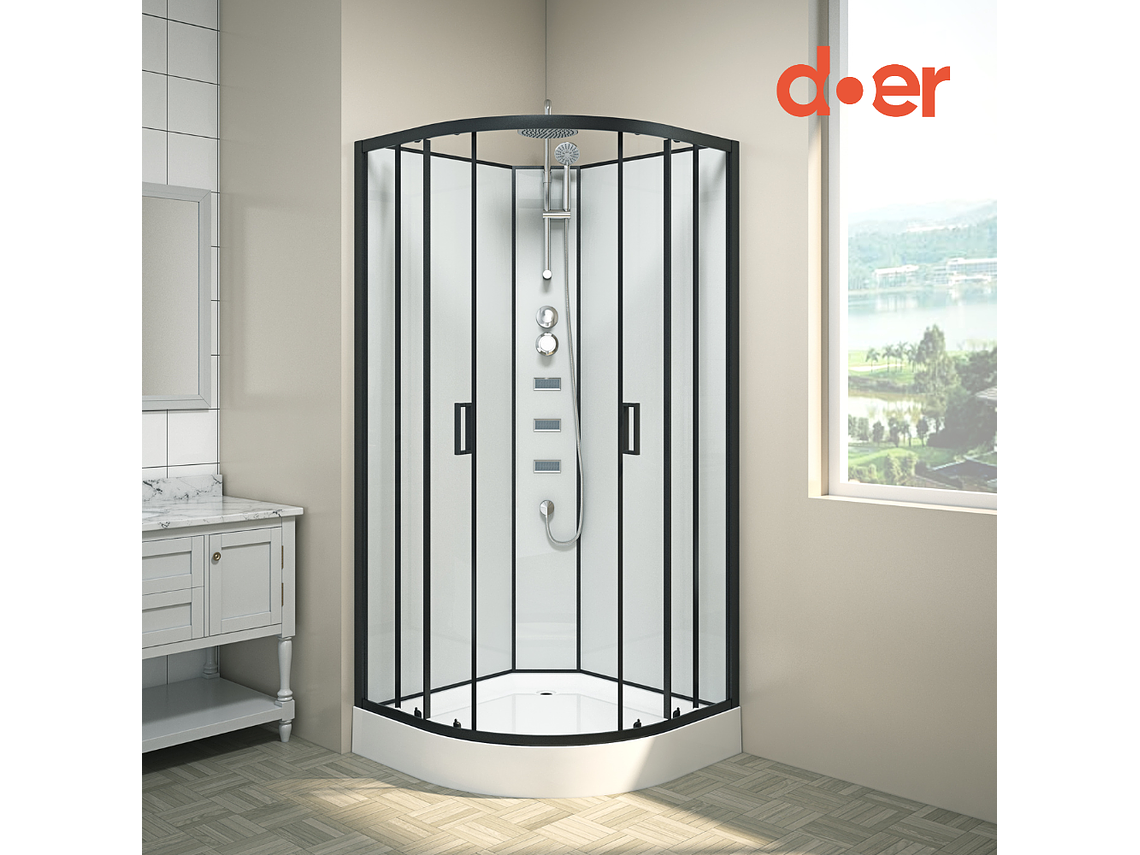 CABINA DE DUCHA OASIS LARGE HIDROMASAJE 90X90X205CM MARCO NEGRO 2