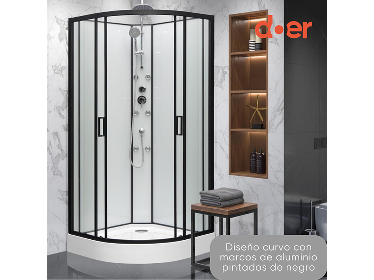 CABINA DE DUCHA OASIS LARGE HIDROMASAJE 90X90X205CM MARCO NEGRO 3