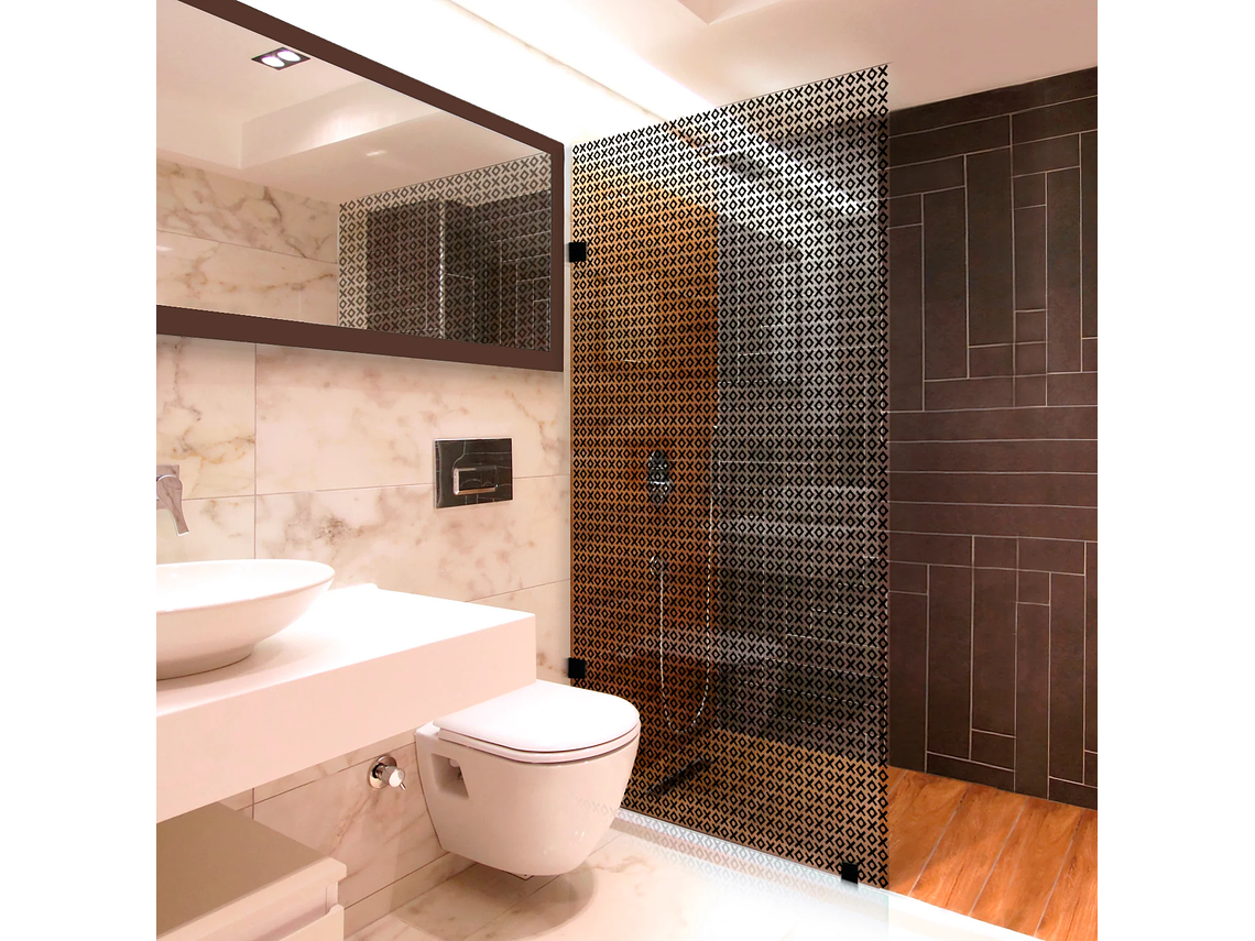 SHOWER DOOR VIDRIO TEMPLADO CON IMPRESIÓN DIGITAL 100X190 CM HERRAJE NEGRO 1