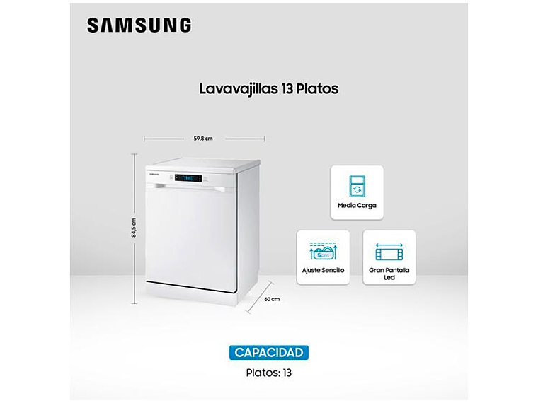 LAVAVAJILLAS SAMSUNG 13 CUBIERTOS DW60M6040FW/ZS 2