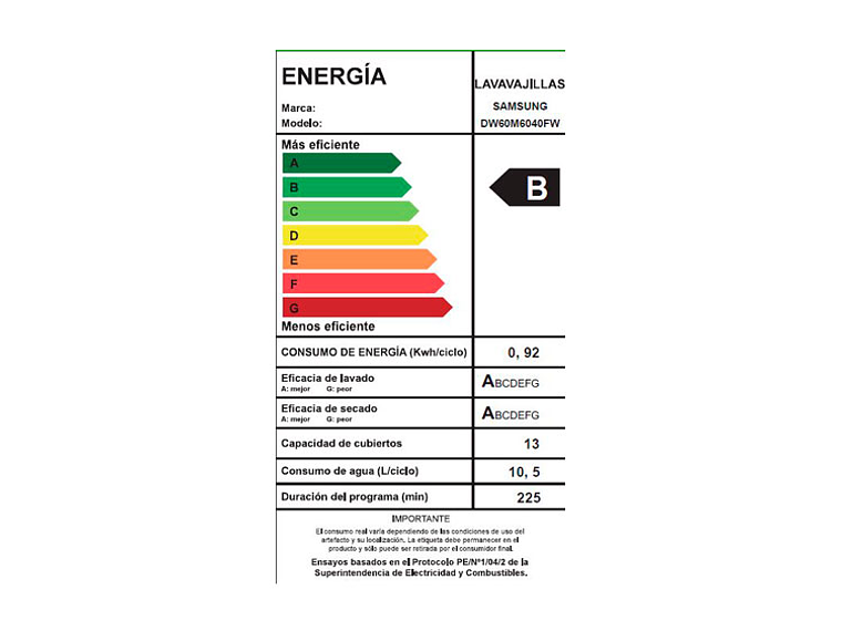 LAVAVAJILLAS SAMSUNG 13 CUBIERTOS DW60M6040FW/ZS 7