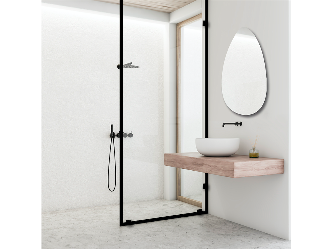 SHOWER DOOR VIDRIO TEMPLADO CON IMPRESIÓN DIGITAL 100X190 CM HERRAJE NEGRO 1