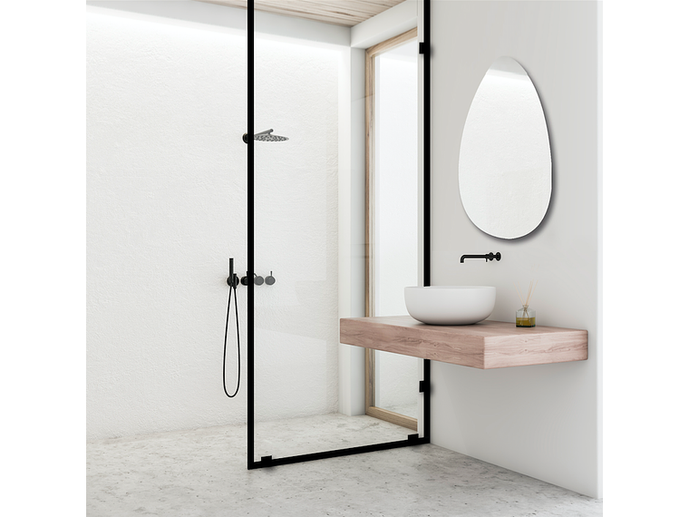 SHOWER DOOR VIDRIO TEMPLADO CON IMPRESIÓN DIGITAL 100X190 CM HERRAJE NEGRO 1