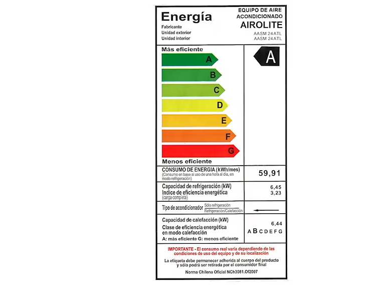 AIRE ACONDICIONADO ON/OFF 24000 BTU WIFI AIROLITE 6