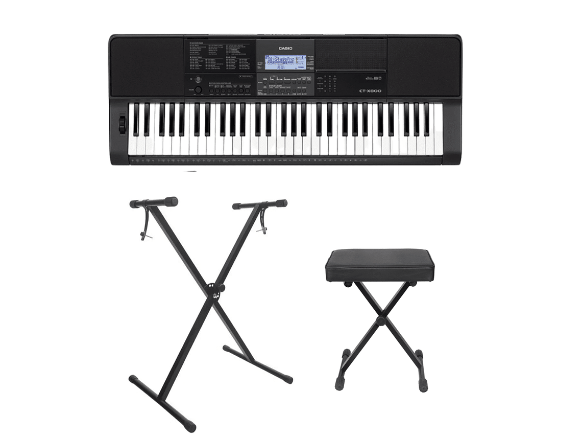 TECLADO DE 61 TECLAS CASIO CTX800 CON ATRIL Y BANQUETA 1