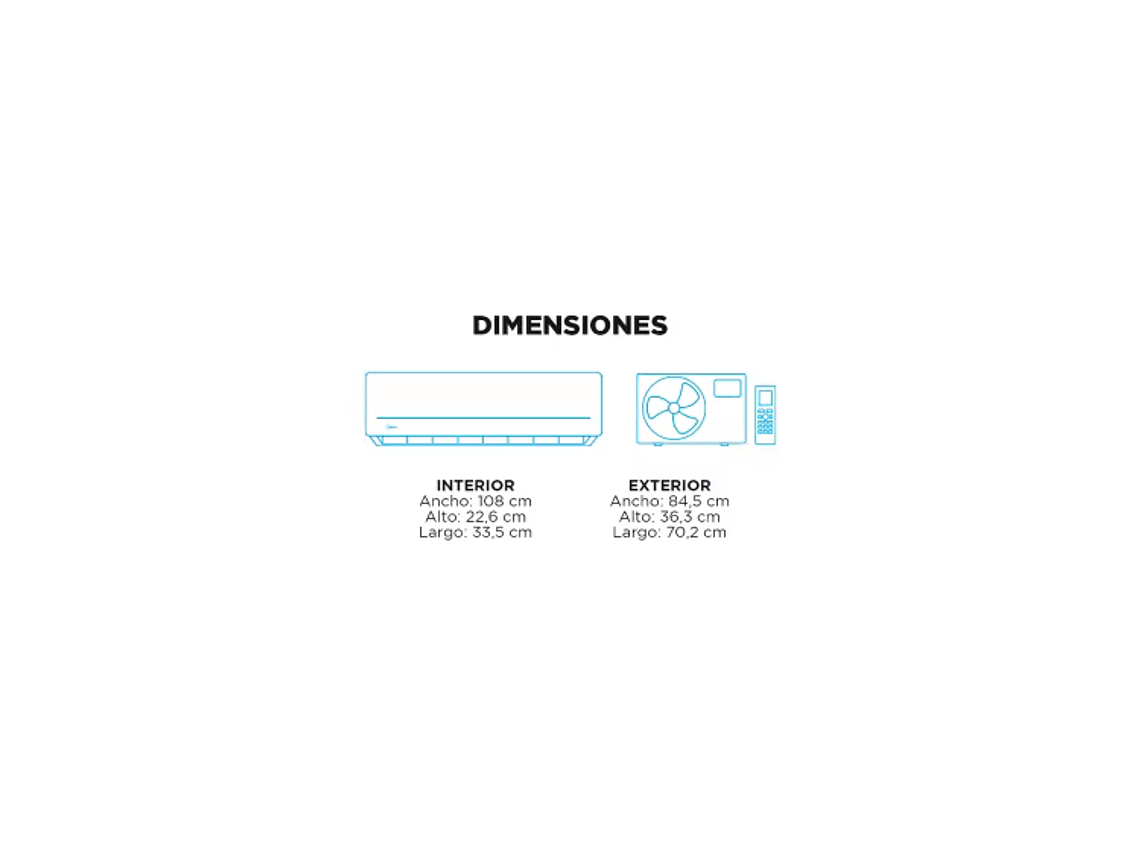 AIRE ACONDICIONADO FRIO-CALOR MIDEA ONOF 22000BTU. 2