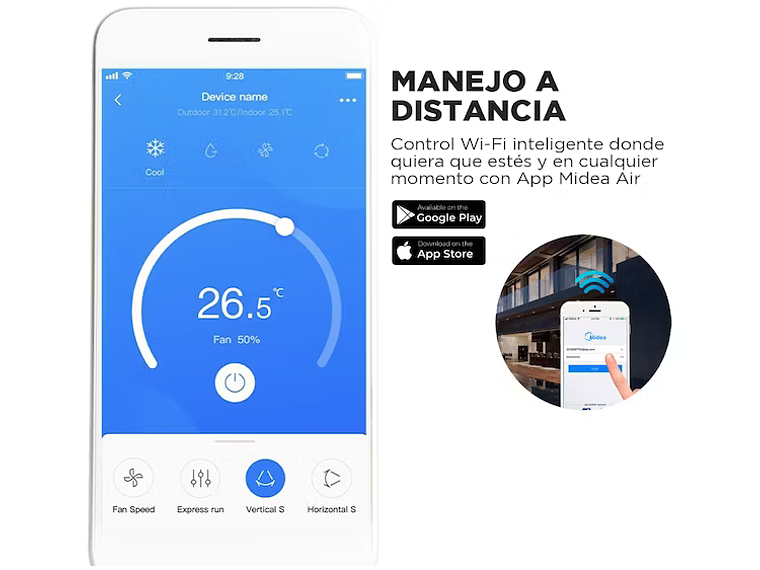 AIRE ACONDICIONADO FRIO-CALOR MIDEA ONOF 22000BTU. 4