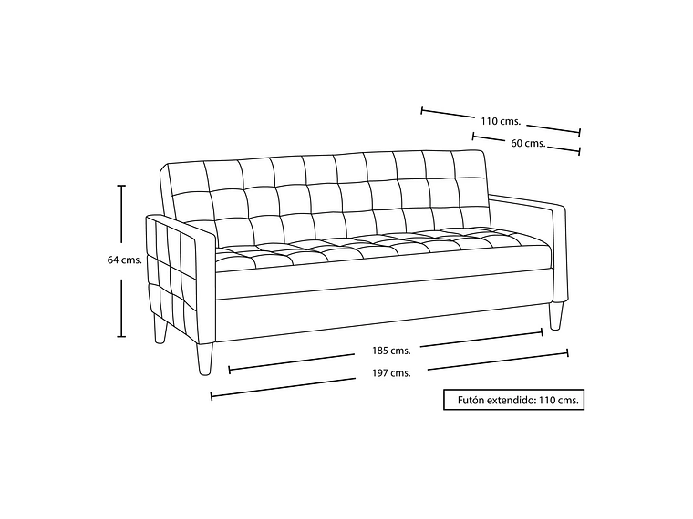 FUTON GENOVA CUERO KENTUCKY NEGRO 6