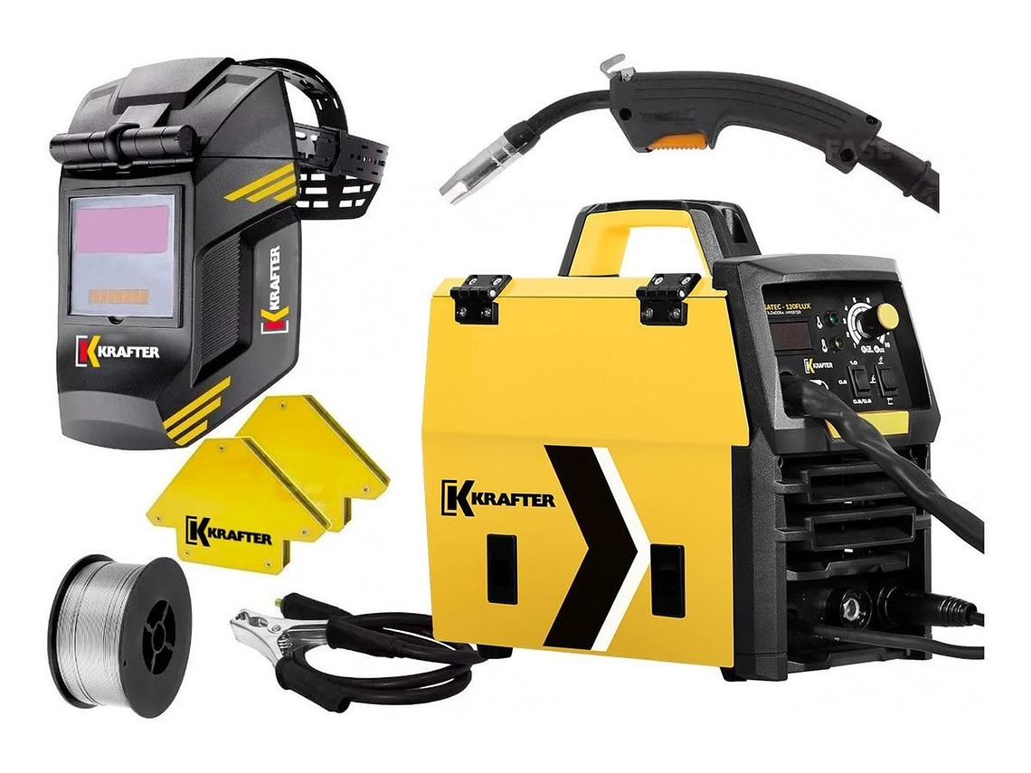 KIT DE SOLDADORA MIG KRAFTER MEGATEC-120 CON MASCARA Y ACCESORIOS 10