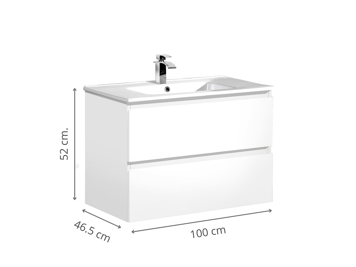 MUEBLE VANITORIO BÄRA OSLO 100CM BLANCO BRILLANTE 3