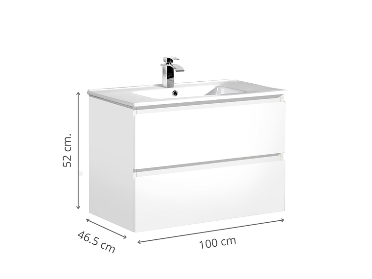 MUEBLE VANITORIO BÄRA OSLO 100CM BLANCO BRILLANTE 3