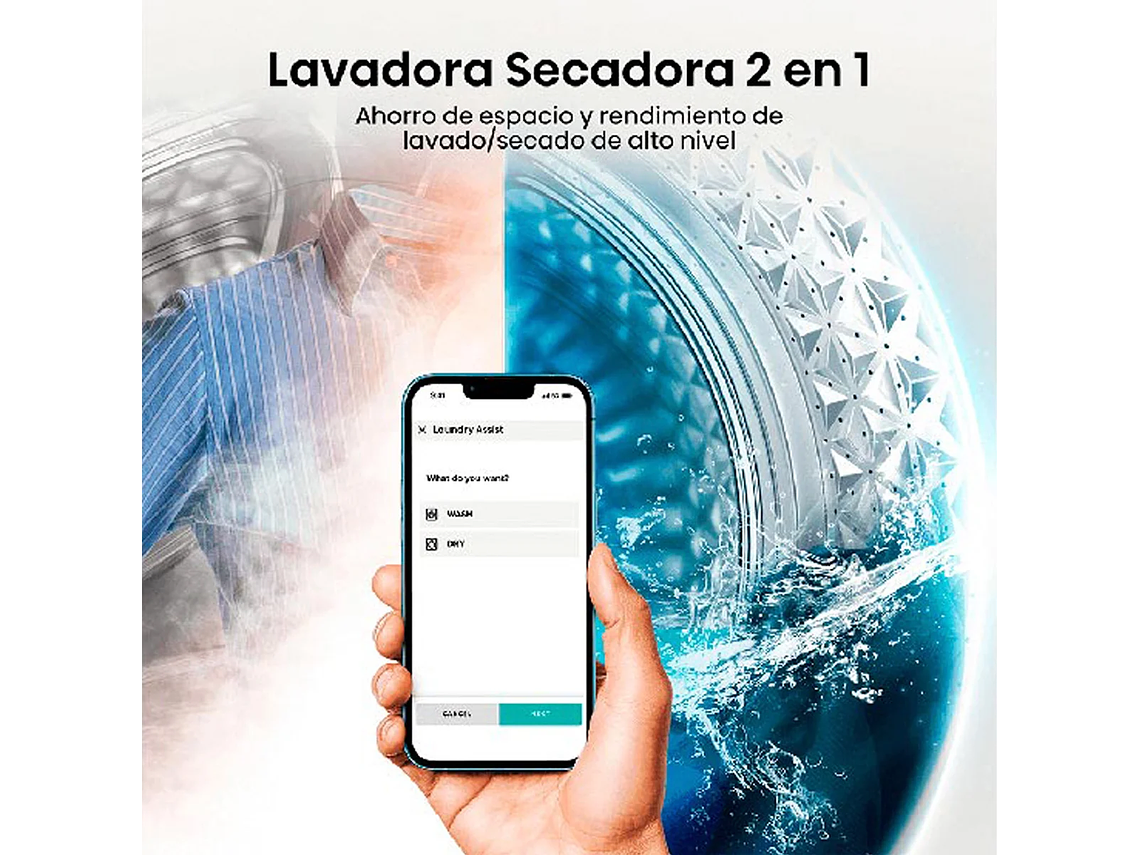 LAVADORA SECADORA CARGA FRONTAL HISENSE WD3S1243BT 12KG/8KG GRAFITO 9