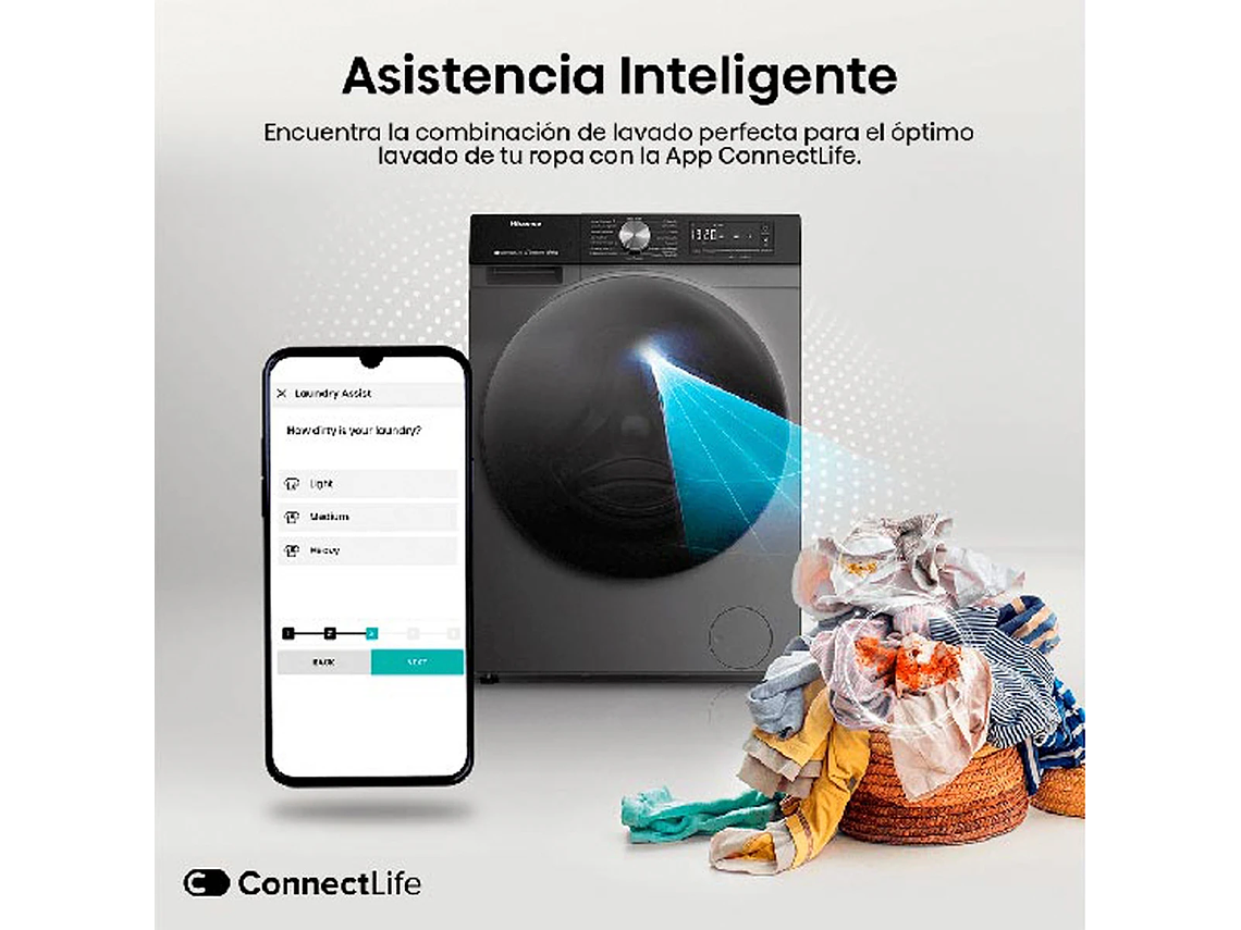 LAVADORA SECADORA CARGA FRONTAL HISENSE WD3S1243BT 12KG/8KG GRAFITO 11