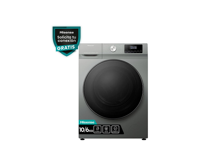 LAVADORA SECADORA CARGA FRONTAL HISENSE WD3Q1042BT 10KG/6KG GRIS 1