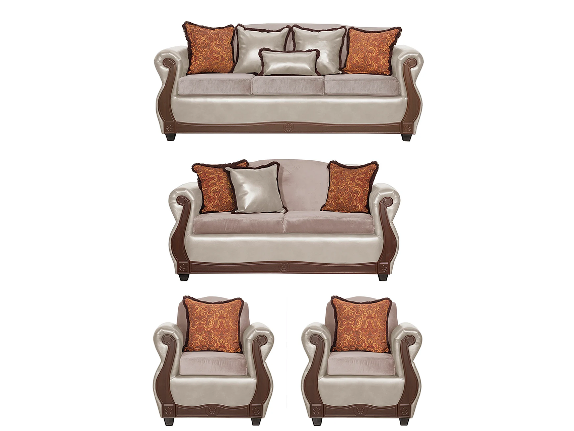 JUEGO DE LIVING 3 2 1 1 GRAN COLUMBIA CREMA 1