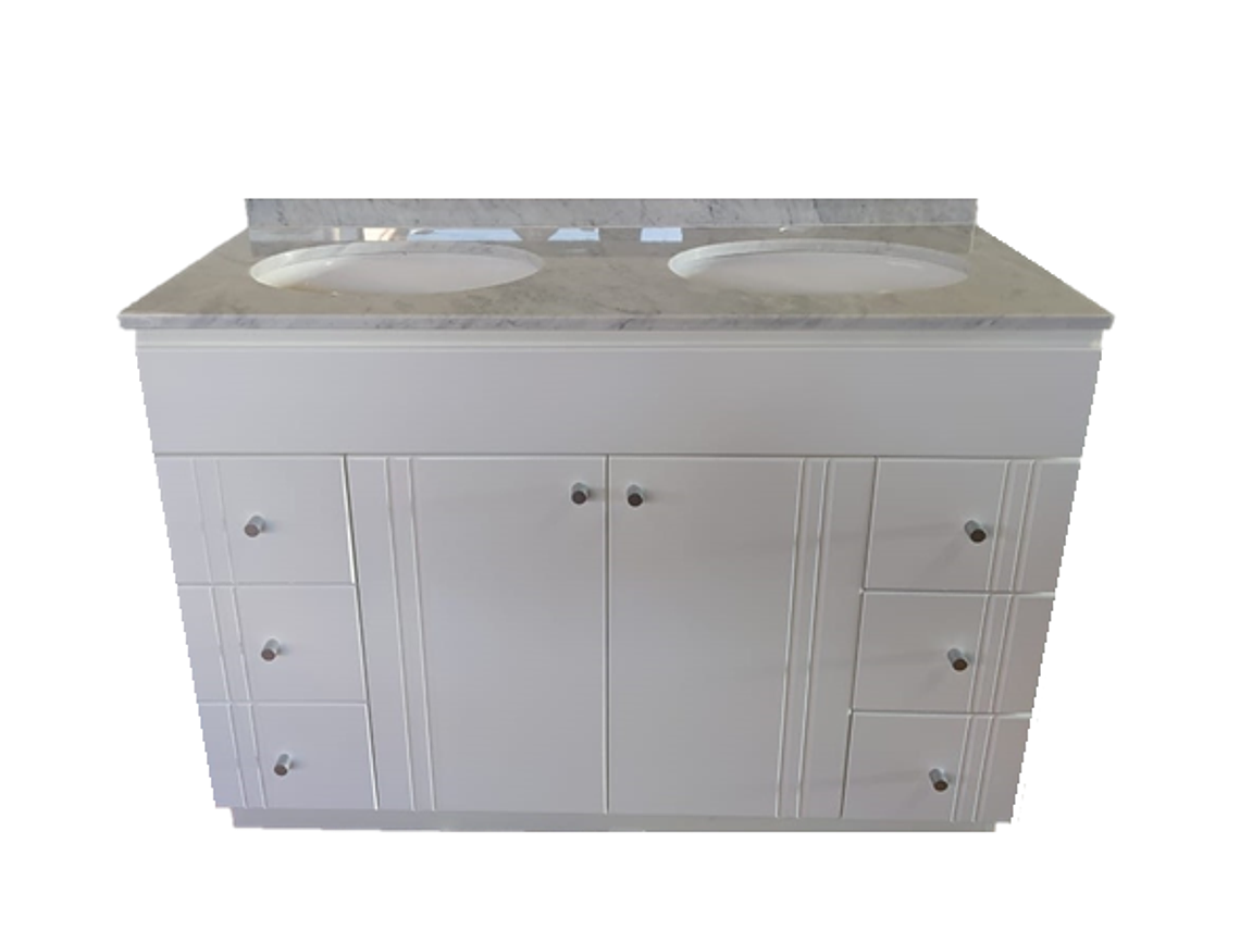 MUEBLE TMUEBLES CARRARA RECTO VANITORIO DOBLE LACADO CUBIERTA MARMOL 120 X 50 X 85 BLANCO 1