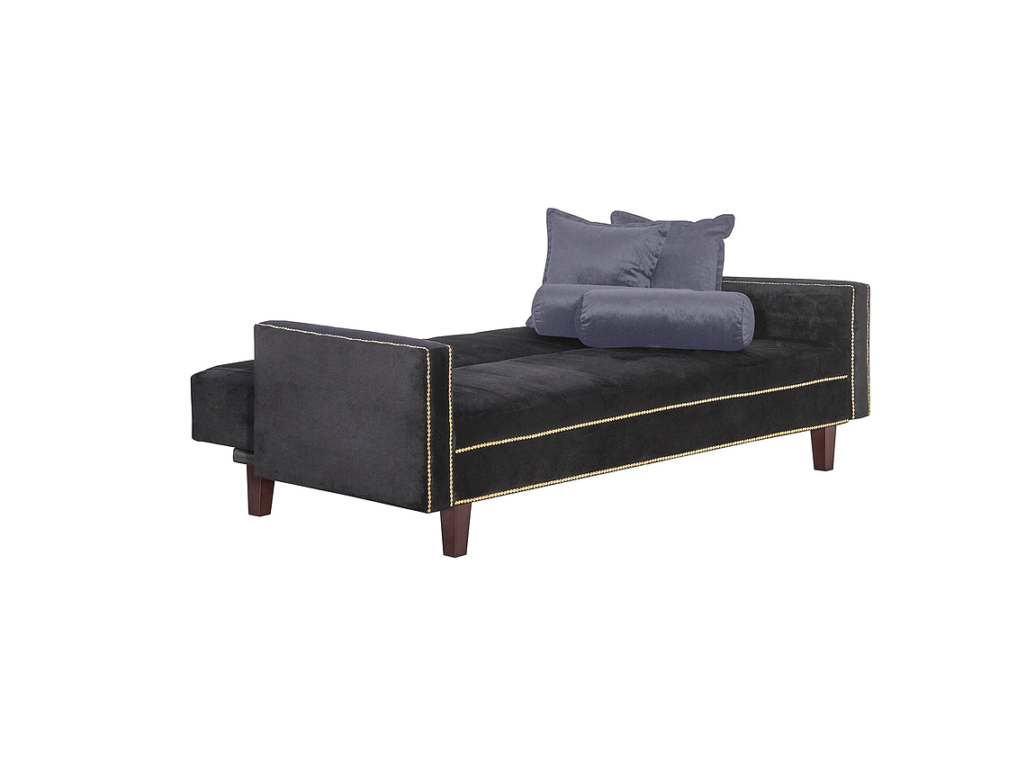 FUTÓN BLACK FACTORY 3 CUERPOS FELPA NEGRO SOFA CAMA VANGUARDIA 200 X110 GRIS 1