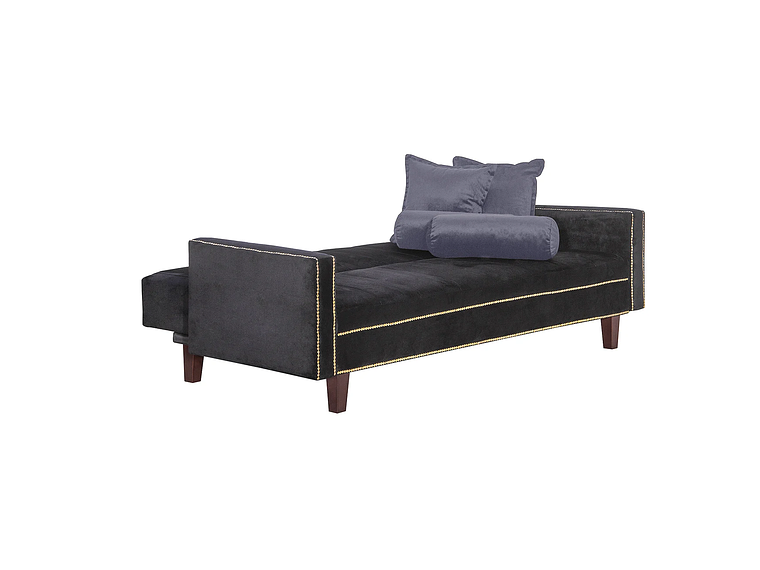 FUTÓN BLACK FACTORY 3 CUERPOS FELPA NEGRO SOFA CAMA VANGUARDIA 200 X110 GRIS 1
