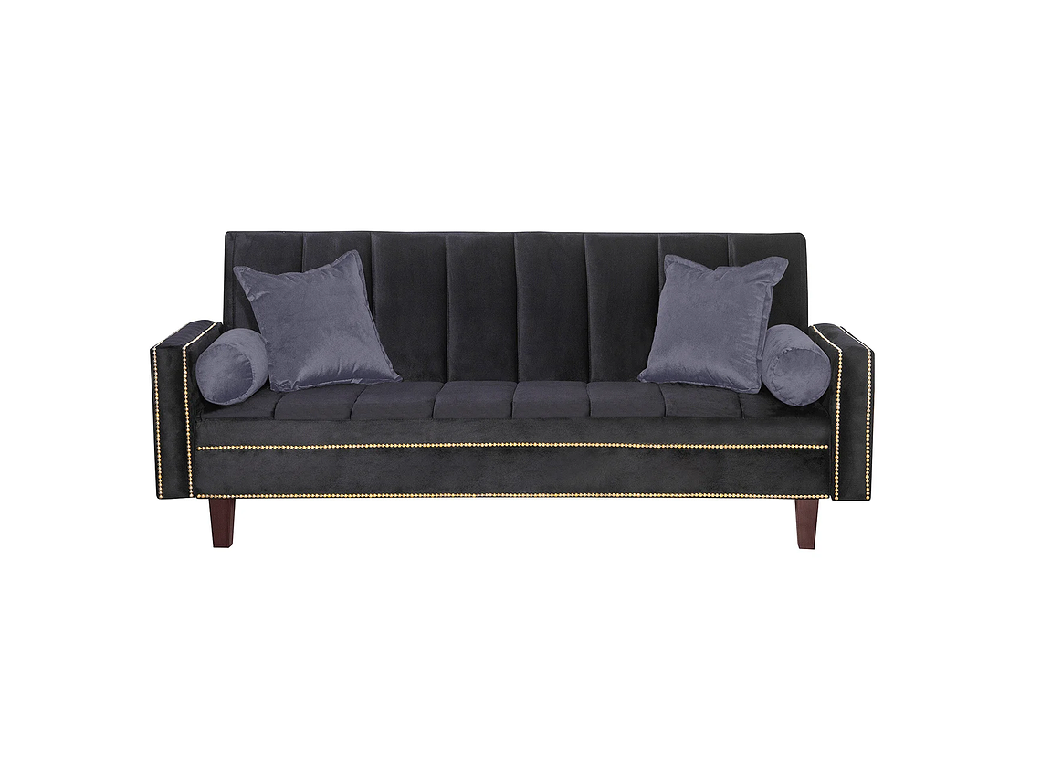 FUTÓN BLACK FACTORY 3 CUERPOS FELPA NEGRO SOFA CAMA VANGUARDIA 200 X110 GRIS 2
