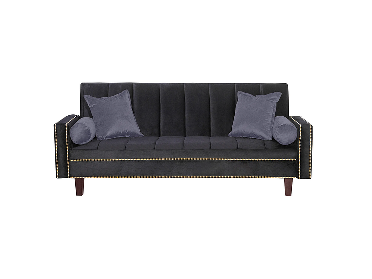 FUTÓN BLACK FACTORY 3 CUERPOS FELPA NEGRO SOFA CAMA VANGUARDIA 200 X110 GRIS 2