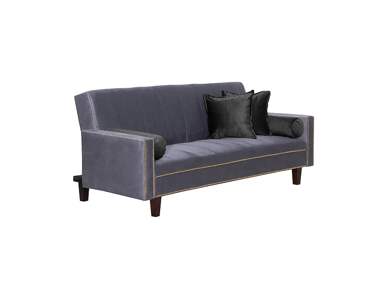 FUTÓN BLACK FACTORY VANGUARDIA 3 CUERPOS FELPA GRIS SOFA CAMA 200 X110 NEGRO 1