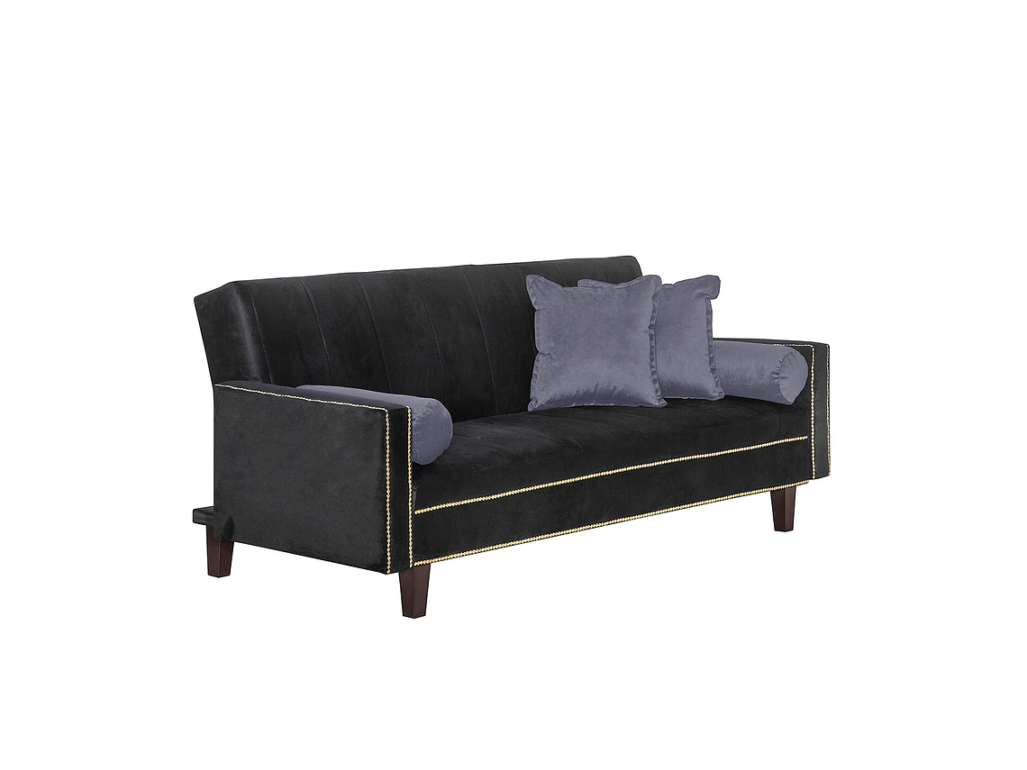 FUTÓN BLACK FACTORY 3 CUERPOS FELPA NEGRO SOFA CAMA VANGUARDIA 200 X110 GRIS 3
