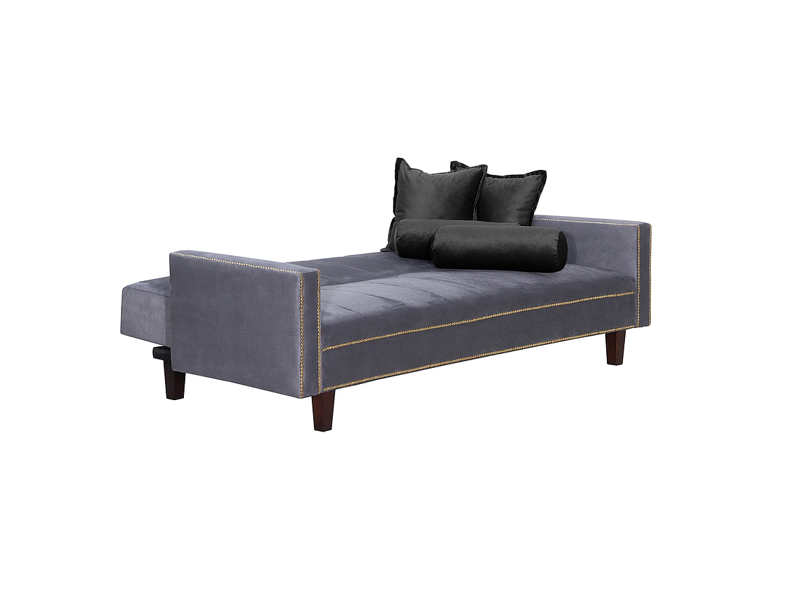 FUTÓN BLACK FACTORY VANGUARDIA 3 CUERPOS FELPA GRIS SOFA CAMA 200 X110 NEGRO 2