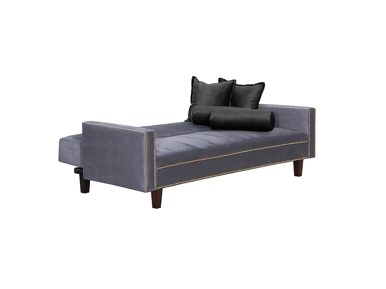 FUTÓN BLACK FACTORY VANGUARDIA 3 CUERPOS FELPA GRIS SOFA CAMA 200 X110 NEGRO 2