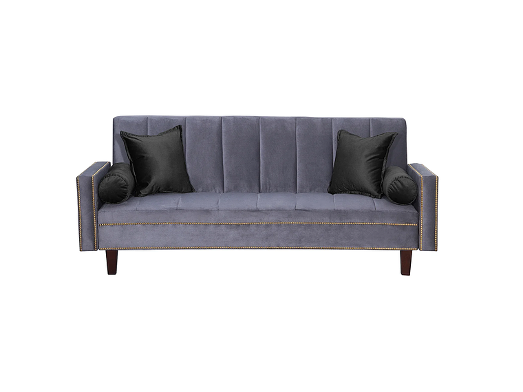 FUTÓN BLACK FACTORY VANGUARDIA 3 CUERPOS FELPA GRIS SOFA CAMA 200 X110 NEGRO 3