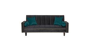 FUTÓN BLACK FACTORY VANGUARDIA 3 CUERPOS FELPA NEGRO SOFA CAMA 200 X110 VERDE