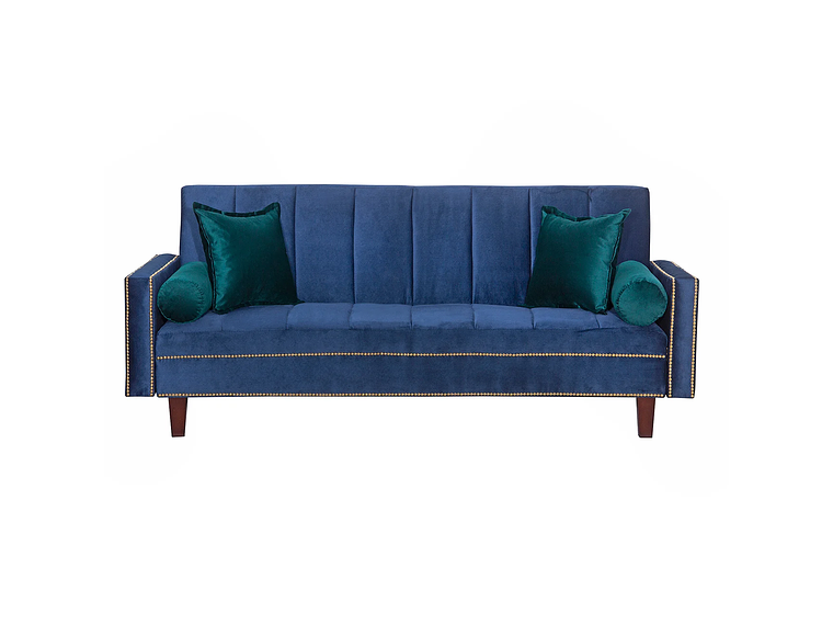 FUTÓN BLACK FACTORY VANGUARDIA 3 CUERPOS FELPA AZUL SOFA CAMA 200 X110 VERDE 1