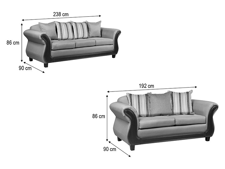 JUEGO DE LIVING INNOVAMUEBLES PALERMO TELA GRIS CLARO 32 4
