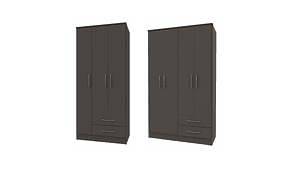 COMBO CLOSET VEKKA HOME PEQUIM 3 PUERTAS 2 CAJONES + CLOSET 4 PUERTAS 2 CAJONES GRAFITO