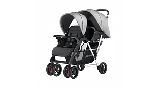 COCHE DOBLE DUO RECLINABLE PLEGABLE GRIS BY LUBABYCAS