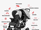 COCHE DOBLE DUO RECLINABLE PLEGABLE GRIS BY LUBABYCAS - Miniatura 4