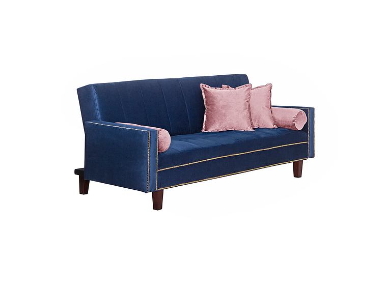 FUTÓN BLACK FACTORY VANGUARDIA 3 CUERPOS FELPA AZUL SOFA CAMA 200 X110 ROSA 2