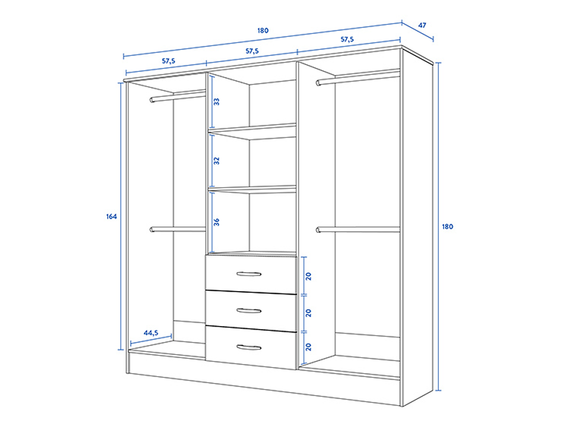 CLOSET CIC MAIPO 6 PUERTAS / 3 CAJONES 180 CM WENGUE 7