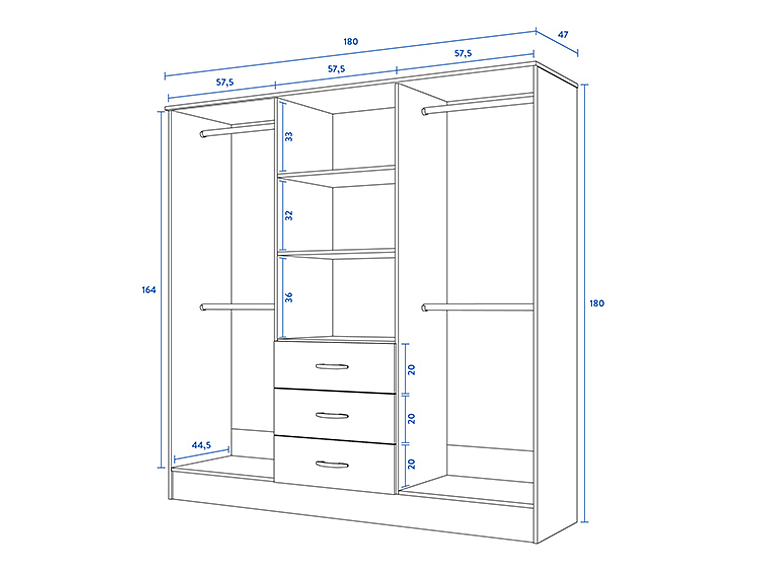 CLOSET CIC MAIPO 6 PUERTAS / 3 CAJONES 180 CM WENGUE 7