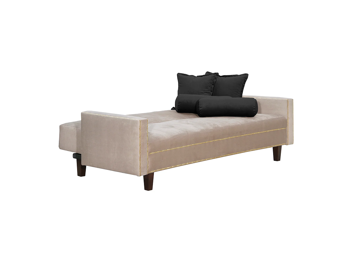FUTÓN BLACK FACTORY VANGUARDIA 3 CUERPOS FELPA BEIGE SOFA CAMA 200 X110 NEGRO 1