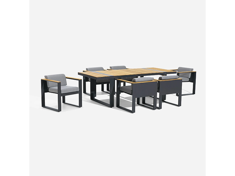 JUEGO COMEDOR ROSEN GRAFITO TERRAZA HOLBOX 7 PIEZAS 1