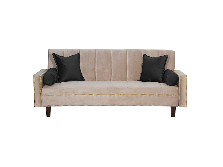 FUTÓN BLACK FACTORY VANGUARDIA 3 CUERPOS FELPA BEIGE SOFA CAMA 200 X110 NEGRO 2