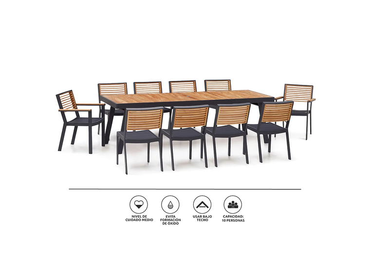 JUEGO COMEDOR TERRAZA ROSEN MARASUSA 4 CUERPOS CAFE 10 PERSONAS 4