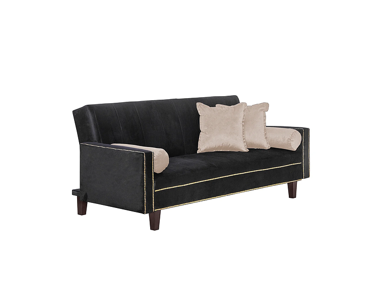 FUTÓN BLACK FACTORY 3 CUERPOS FELPA NEGRO SOFA CAMA VANGUARDIA 200 X110 BEIGE 1