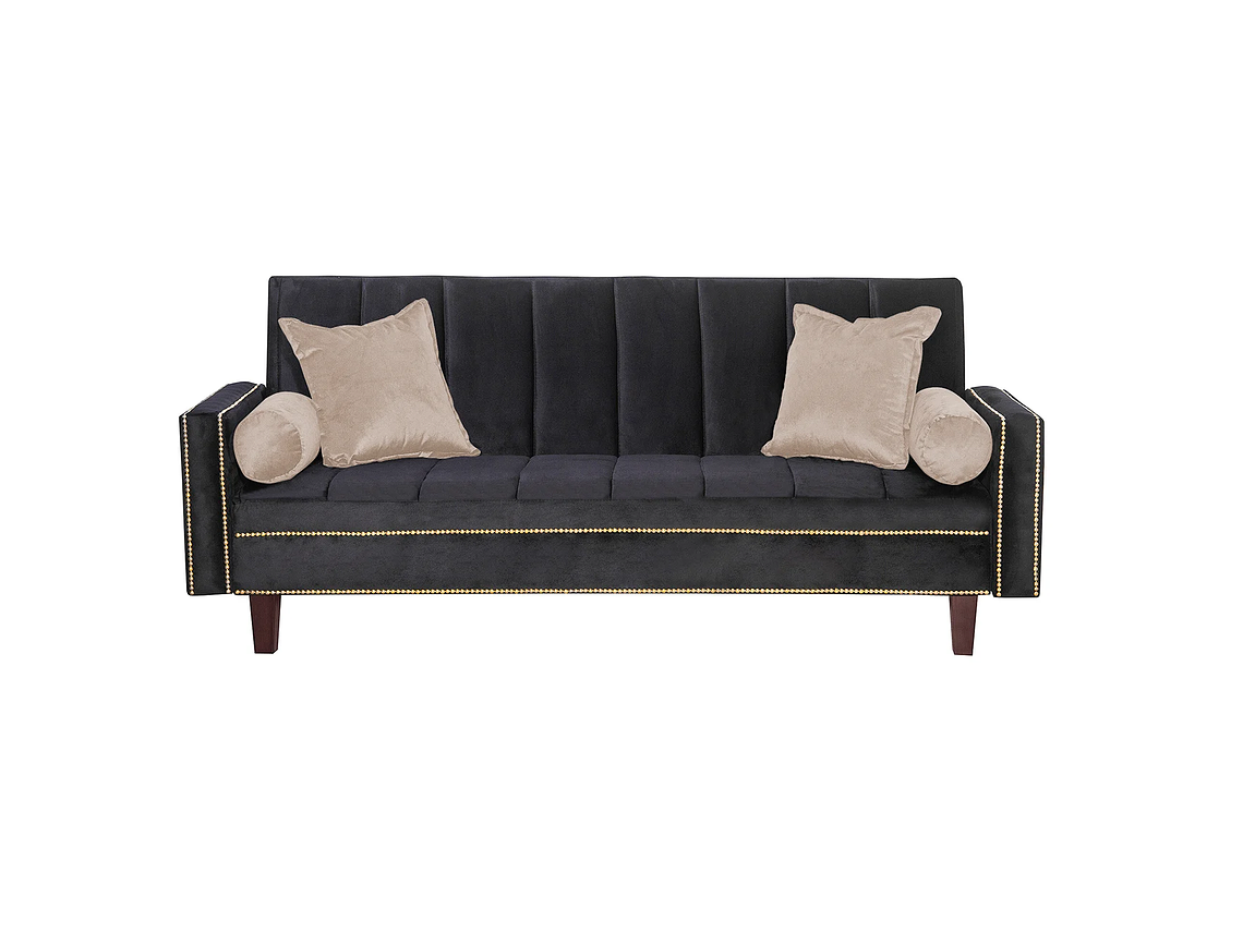 FUTÓN BLACK FACTORY 3 CUERPOS FELPA NEGRO SOFA CAMA VANGUARDIA 200 X110 BEIGE 2