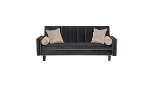 FUTÓN BLACK FACTORY 3 CUERPOS FELPA NEGRO SOFA CAMA VANGUARDIA 200 X110 BEIGE