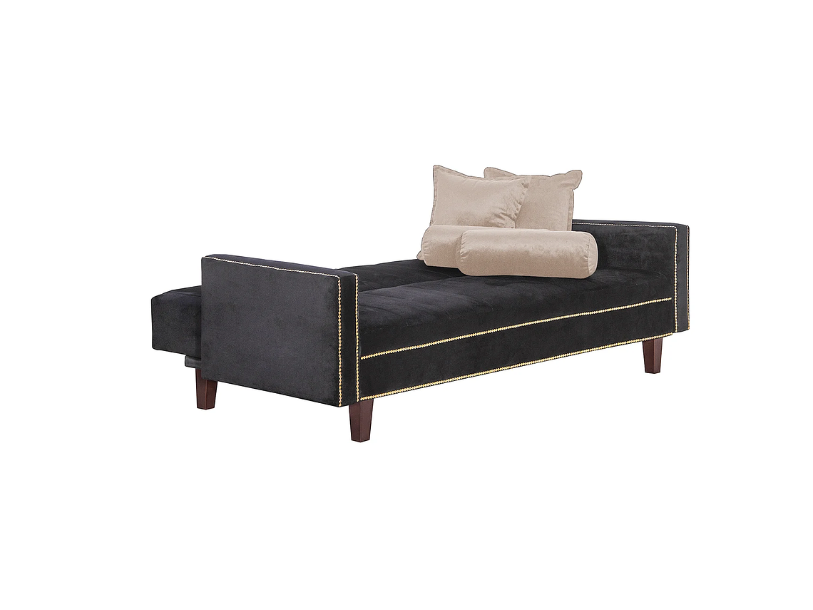 FUTÓN BLACK FACTORY 3 CUERPOS FELPA NEGRO SOFA CAMA VANGUARDIA 200 X110 BEIGE 3
