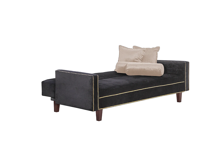 FUTÓN BLACK FACTORY 3 CUERPOS FELPA NEGRO SOFA CAMA VANGUARDIA 200 X110 BEIGE 3