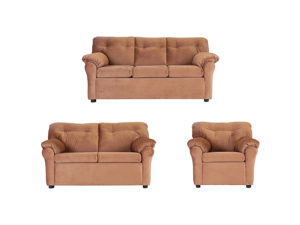 JUEGO LIVING MUEBLES AMÉRICA 321 TELA TOSTADO 1